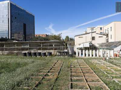 Sul retro dell'edificio balzano all'occhio gli orticelli e le serre coltivati dagli studenti